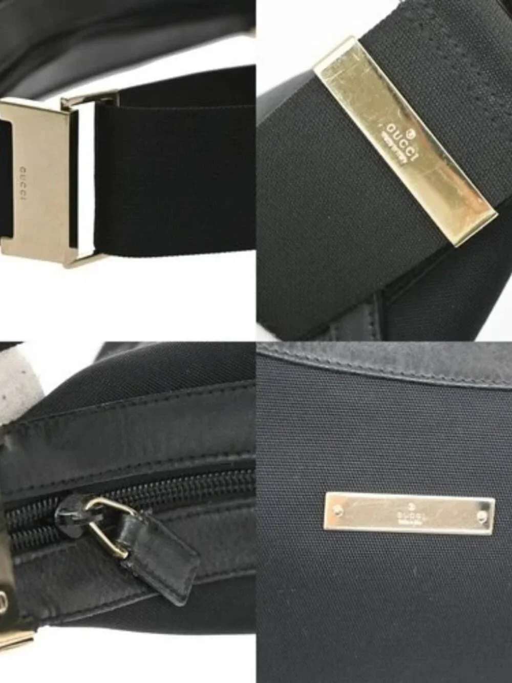 GUCCI Logo Shoulder Hobo Bag Leather Black GHW Italy 62KD276